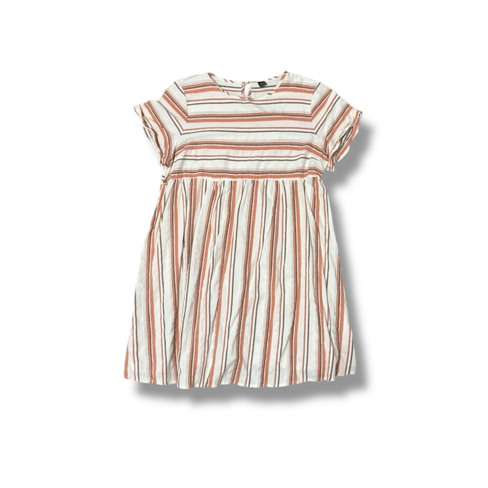 Striped Women’s Dress - White and Brown